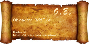 Obradov Béke névjegykártya